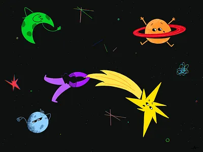 Catch a falling ⭐️ abstract character colors contemporary design art digital art digital2d dribbblers flat illustration flatdesign graphic illustration inspiration space star texture visualization web illustration