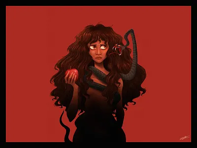 EVE apple art character character design dessin drawing eva eve illustration illustration art snake