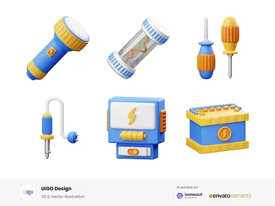 Electrician 3D Illustration startup
