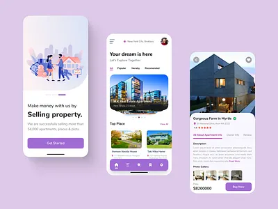 Real Estate - Mobile App app app ui app ux clean clean ui design home home rental house house sell illustration popular real estate rent sell app ui ui design uidesign ux ux design