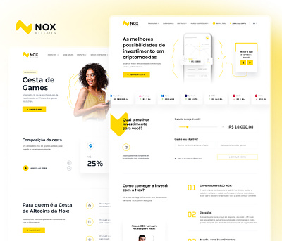 Redesign Nox Bitcoin (video) altcoins bitcoin brasil brazil crypto design grid interface landingpage ui uidesign website yellow