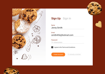 Daily UI Sign Up bakery website dailyui design sign up ui ux web design web ui