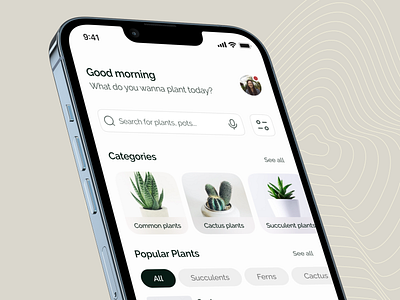 Plants App 🪴 3d animation app branding dailyui garden iphone11pro iphone12 iphone13 minimal mobile mobileapp mobileui plant plantsapp productdesign shopping ui ux web