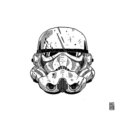 Battle Tested Stormtrooper Helmet Illustration artwork boba fett daily drawing drawing fan art illustration line art mandalorian procreate sketch star wars stormtrooper