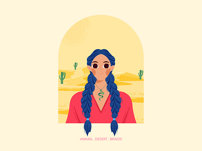 The Desert Girl 2d illustration avatar cactus challenge character character design desert digital art facetober girl girl character hot illustration potrait snake sun texture vector vector illustration women