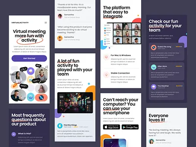 #Exploration - Virtual Activity Website - Mobile Version activity bold clean color design desktop draw homepage illustration landing page marker meeting mobile responsive team typography ui ux virtual website