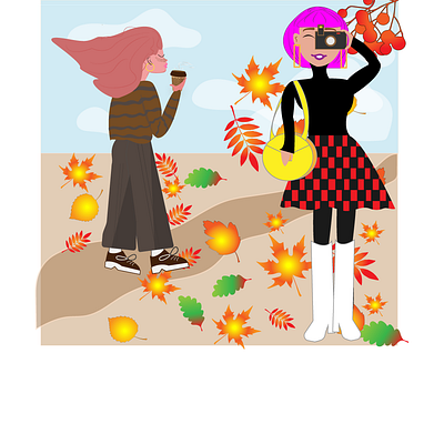 Autumn aesthetics 2d autumn design flat girl graphic design illustration vector