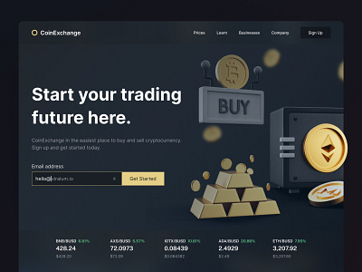 CoinExchange - Cryptocurrency Exchange Hero binance bitcoin crypto cryptocurrency cryto stock ethereum landing landing page luna market marketcap stock ui ui design uiux webdesign
