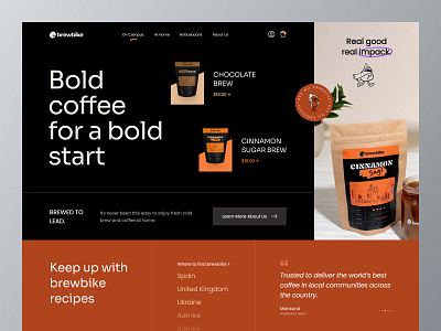 Brewbike-Header Conceptual-Design brewbike coffee coffee header coffee header design header header design landing page sayem ui web web ui webdesign website