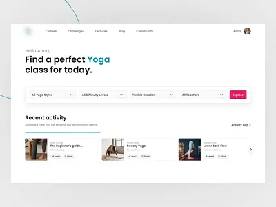 Yoga Platform UI - Visual Concept after effects animation design meditation minimal online class platform responsive sport sports ui ui design user experience user interface ux video web design webdesign yoga
