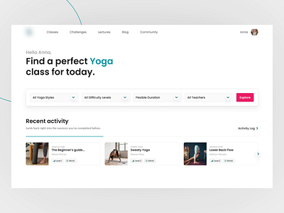 Yoga Platform UI - Visual Concept after effects animation design meditation minimal online class platform responsive sport sports ui ui design user experience user interface ux video web design webdesign yoga