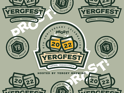 Yergfest 22 badge beer beerstein design emmaus illustration logo oktoberfest pennsylvania sagegreen