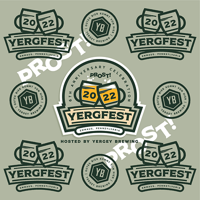 Yergfest 22 badge beer beerstein design emmaus illustration logo oktoberfest pennsylvania sagegreen