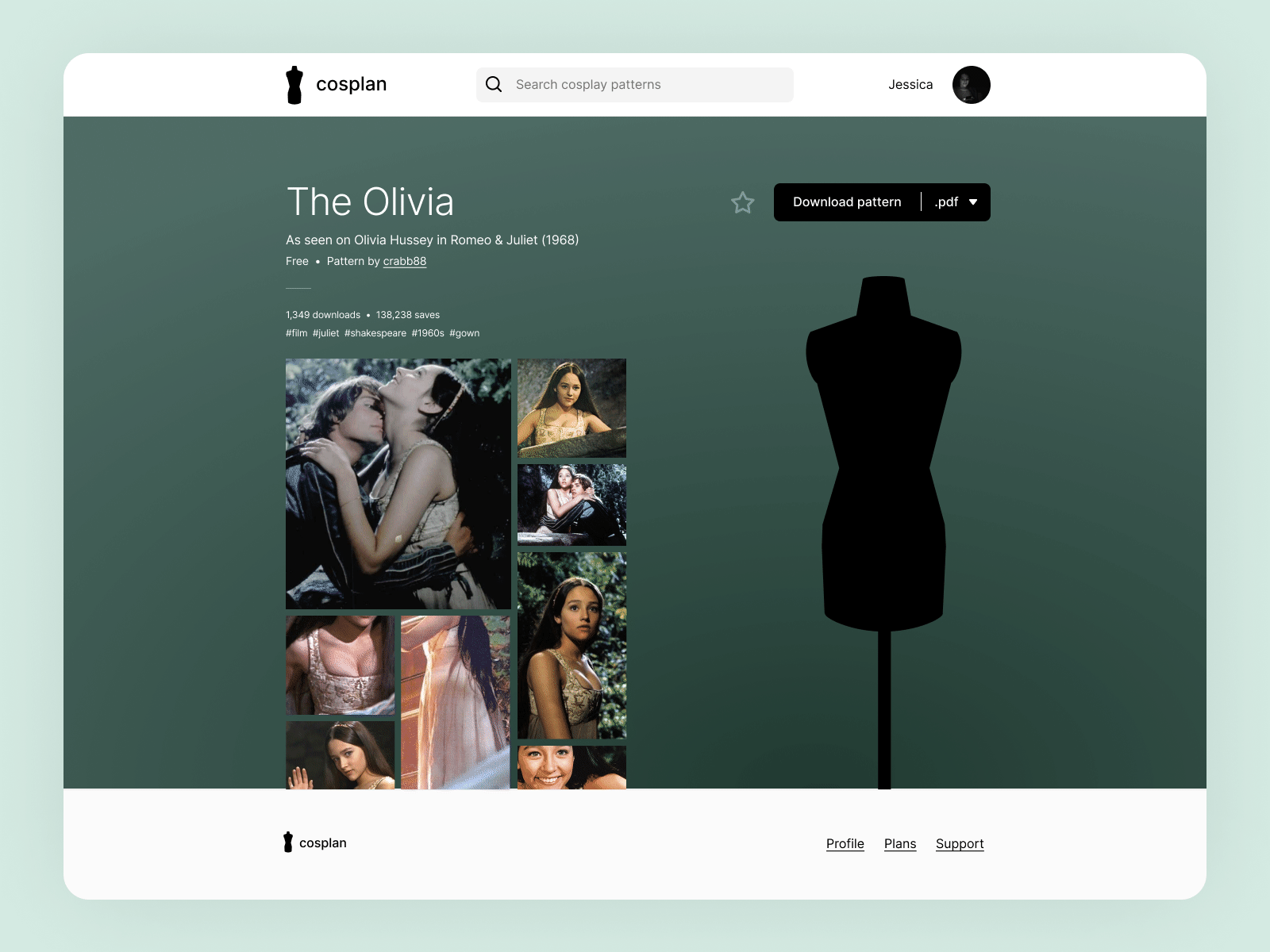 Dream No. 2: Cosplan Product Page concept design cosplay design dressform illustration logo product design startup ui