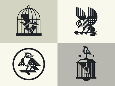 Birds animal bird birds branding cage design geometric illustration logo logotype mascot modern logo monochrome tattoo