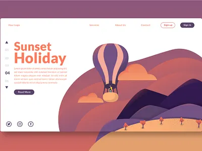 Sunset Holidays - Landing Page GR app ballon branding business design header holiday html illustration landing landing page logo promotion sunrise ui ui design ux ux design web website