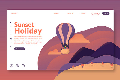 Sunset Holidays - Landing Page GR app ballon branding business design header holiday html illustration landing landing page logo promotion sunrise ui ui design ux ux design web website