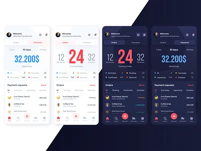 Trading App accent app dark dark ui delivery flat focal point hig light mobile mobile design strong suppliers trade trading app transactions ui ux
