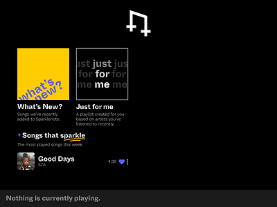 Sparklenote Dark UI | Concept app branding concept dark dark ui darkmode design fictional graphic design logo music ui