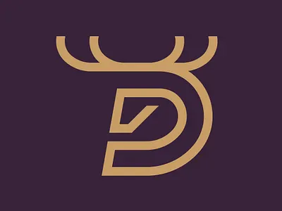 Monogram Deer Letter D Logo animal antler d deer initial letter minimalist monogram monoline moose