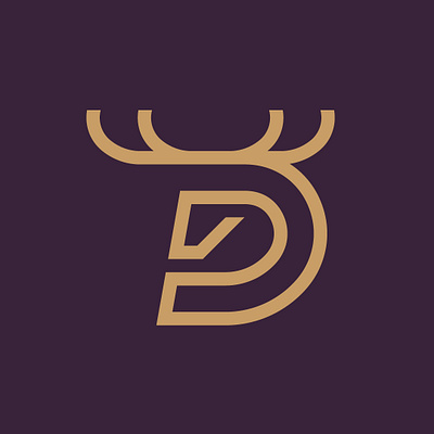 Monogram Deer Letter D Logo animal antler d deer initial letter minimalist monogram monoline moose