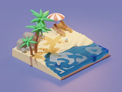 Beach 3d 3d art 3d artist blender blender3d illustration