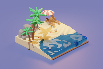 Beach 3d 3d art 3d artist blender blender3d illustration