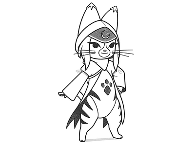 tsukino black and white cartoon cat character character design comic design drawing game hunter illustration line minimal monochrome monster pencil simple