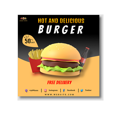 Social Media template for food 3d branding design fb post food post graphic design instagram post post