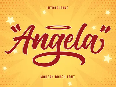 Angela-Modern Brush Font 3d angela animation branding font font handwritten graphic design handmade lettering logo logo branding treend ui