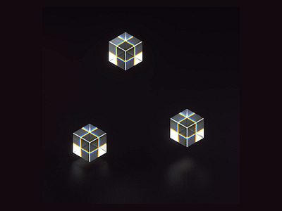 Play 3d animation glass isometric light motion graphics