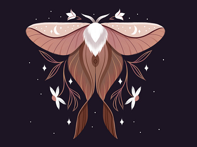 Moth🌘 book illustration branding butterfly design graphic design illustration kids book mystic night ui