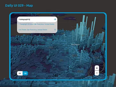 Daily UI #029 - Map 029 2d 3d adobe xd blue brow challenge daily ui design graphic design map mapbox san fransisco search tablet tablette ui ui design ux