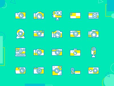 Camera icon set action cam gadget iconography pop art smartphone trevel