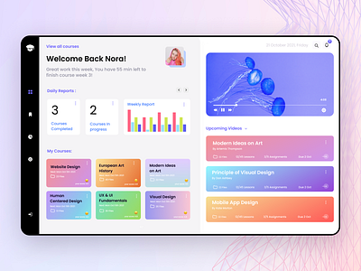 A Dashboard of an E-learning Platform. app concept course dashboard design education elearning explore online student tablet uiux ux website
