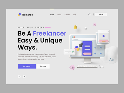 Freelance Agency Web UI 3d illustration agency landing page agency platform agency web ui agency website freelance market freelance market place freelancing madhu madhu mia popular shot product designer trendy website ui ui designer uiux web designer website