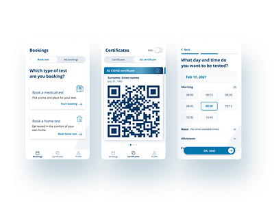 Health test app - Booking & certificates app app design health app ui