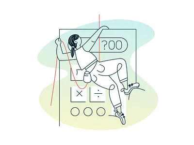 Calculating Risk art branding bright calculator character clean climber costs design female girl gradient illustration insurance outline rock climbing sports sporty vector woman