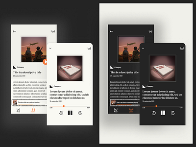 News podcast app app design dark mode light mode news app podcast ui