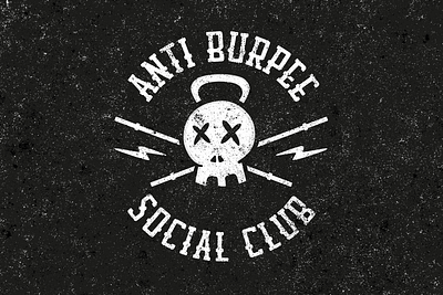 Anti burpee Social club barbell club crossfit grunge kettlebell logo skull social club