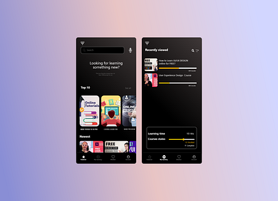 Online courses app ui 2021 black course dark figma graphic design illustrator learning online popular trending ui ux vector xd