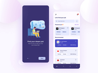 Job Finder App app convenience design finder flat illustration job minimal simple ui ux work