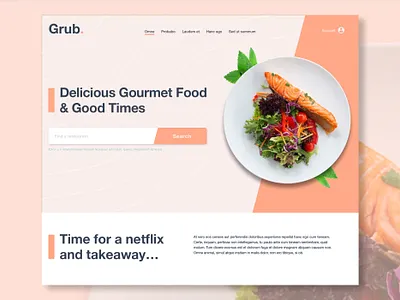Grub Homepage Web Design food website restaurant website takeaway website ui web design website design