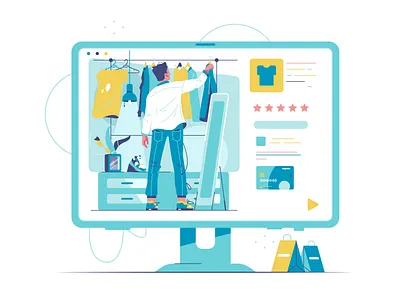 Online shopping background branding business cartoon design illustration logo person shopping ui vector