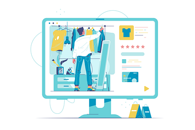Online shopping background branding business cartoon design illustration logo person shopping ui vector