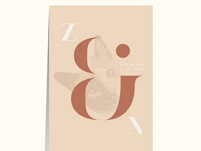 Save the Date for Zack & Nicole branding card coral graphic design illustration occasion peach save the date serif simple wedding