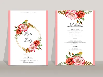 Beautiful red rose wedding invitation templates decorative