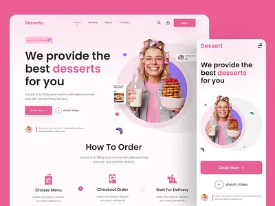 Dessert Shop Website. cake website color scheme dessert desserts desserts iteam desserts website ecommerce food food delivery food lover homepage landing page mockup modern ui sifat hasan uiux user interface web design website website design