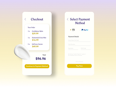 Daily UI - 002 - Credit Card Checkout (Mobile) 002 checkout credit card dailyui dailyuichallenge design skin care ui ux