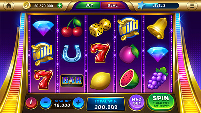 Slots machine game bell casino coin diamond fortuner fruit gamble gambling game slots game ui las vegas lucky playing card slot slots machine spining wheel